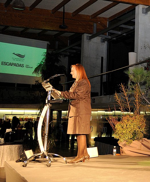 La directora general de Turismo, Marina García, durante la presentación del proyecto ‘El turismo del Nordeste, escapadas No-Typical’, en el cual la Consejería de Cultura y Turismo colabora junto con la Mancomunidad de municipios del Nordeste. El proyecto se compone de diez rutas experienciales por la zona del Nordeste de la Región de Murcia, que incluye los municipios de Abanilla, Fortuna, Jumilla y Yecla.