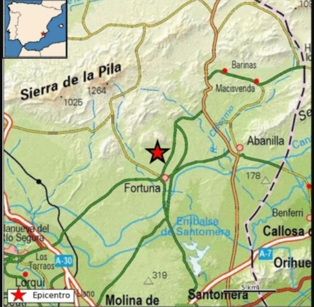 Esta pasada madrugada se ha producido un movimiento sísmico de 3,4 de magnitud al Noroeste de Fortuna