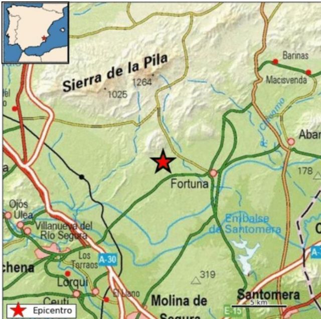 IGN confirma movimiento sísmico sentido esta mañana en Fortuna de magnitud 2.4