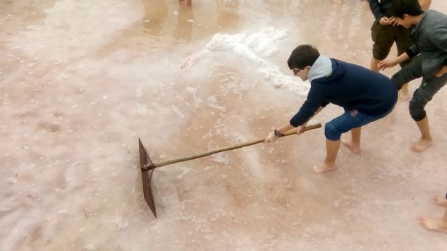 Más de trescientos estudiantes de enseñanzas medias cosechan su “salario” de sal en Rambla Salada
